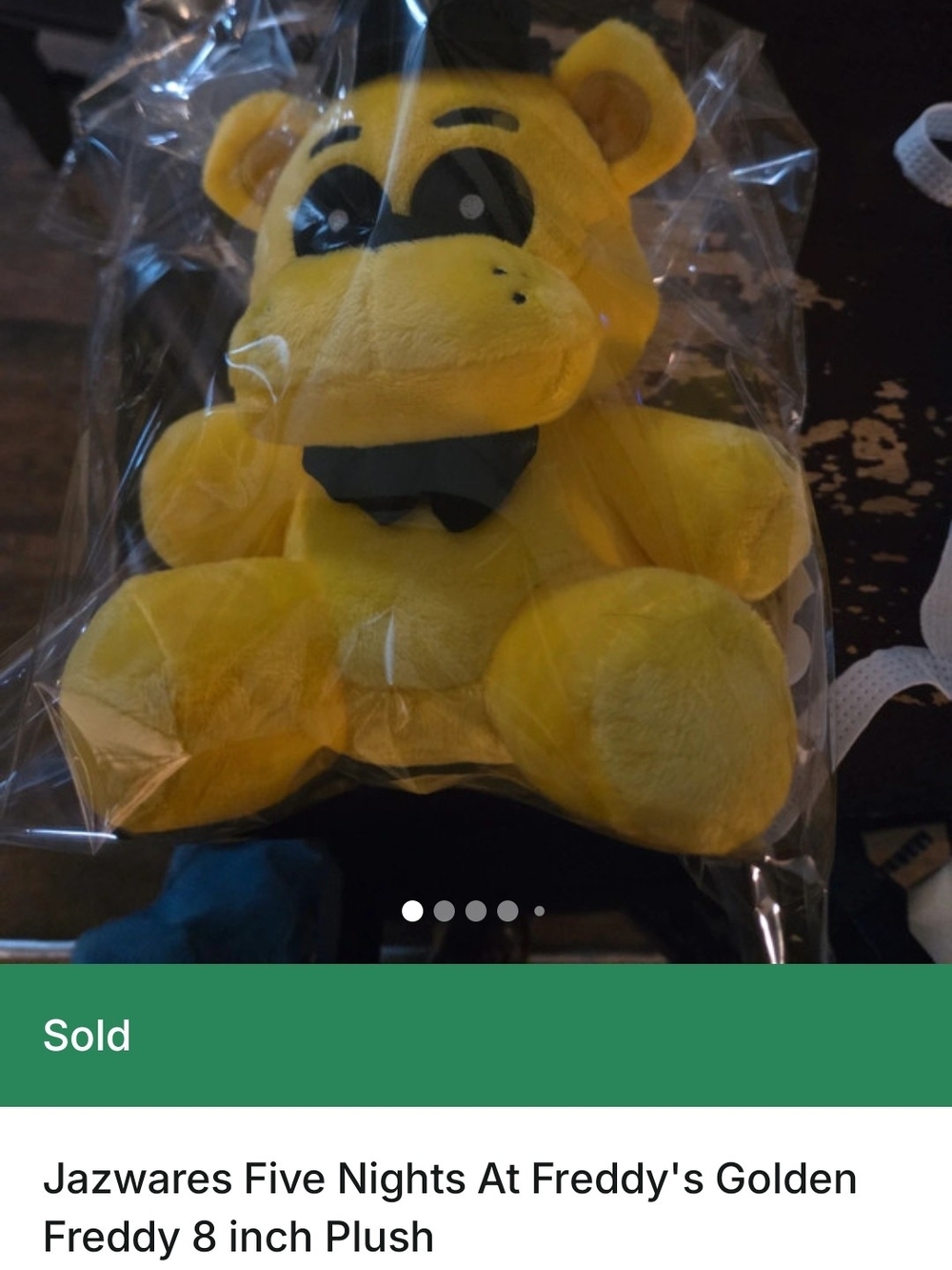 Golden Yellow Freddy Bear Plush with Black Bow